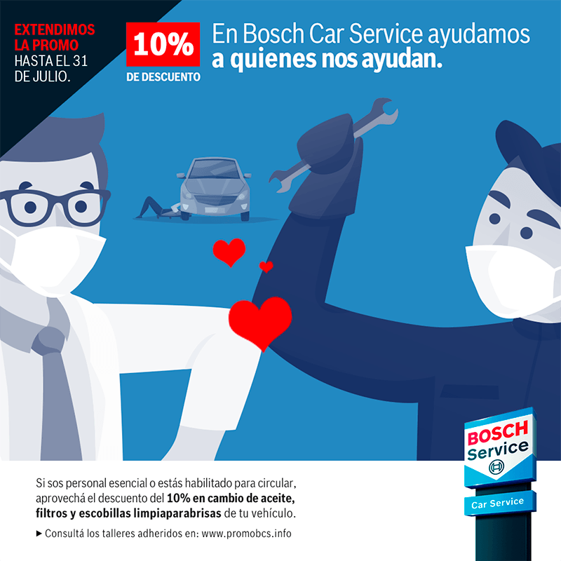 Bosch Car Service extiende su promoción exclusiva 'Ayudar a quienes nos ayudan'